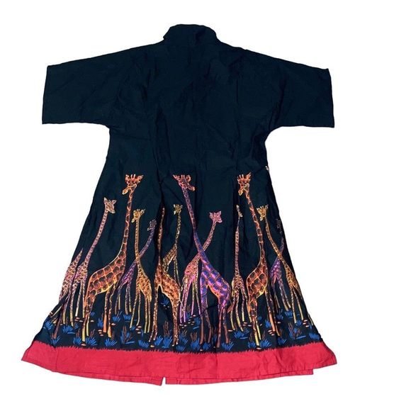 Vintage Size Large Fundamentals Giraffe Printed Button Down Shirt Dress - Picture 2 of 3